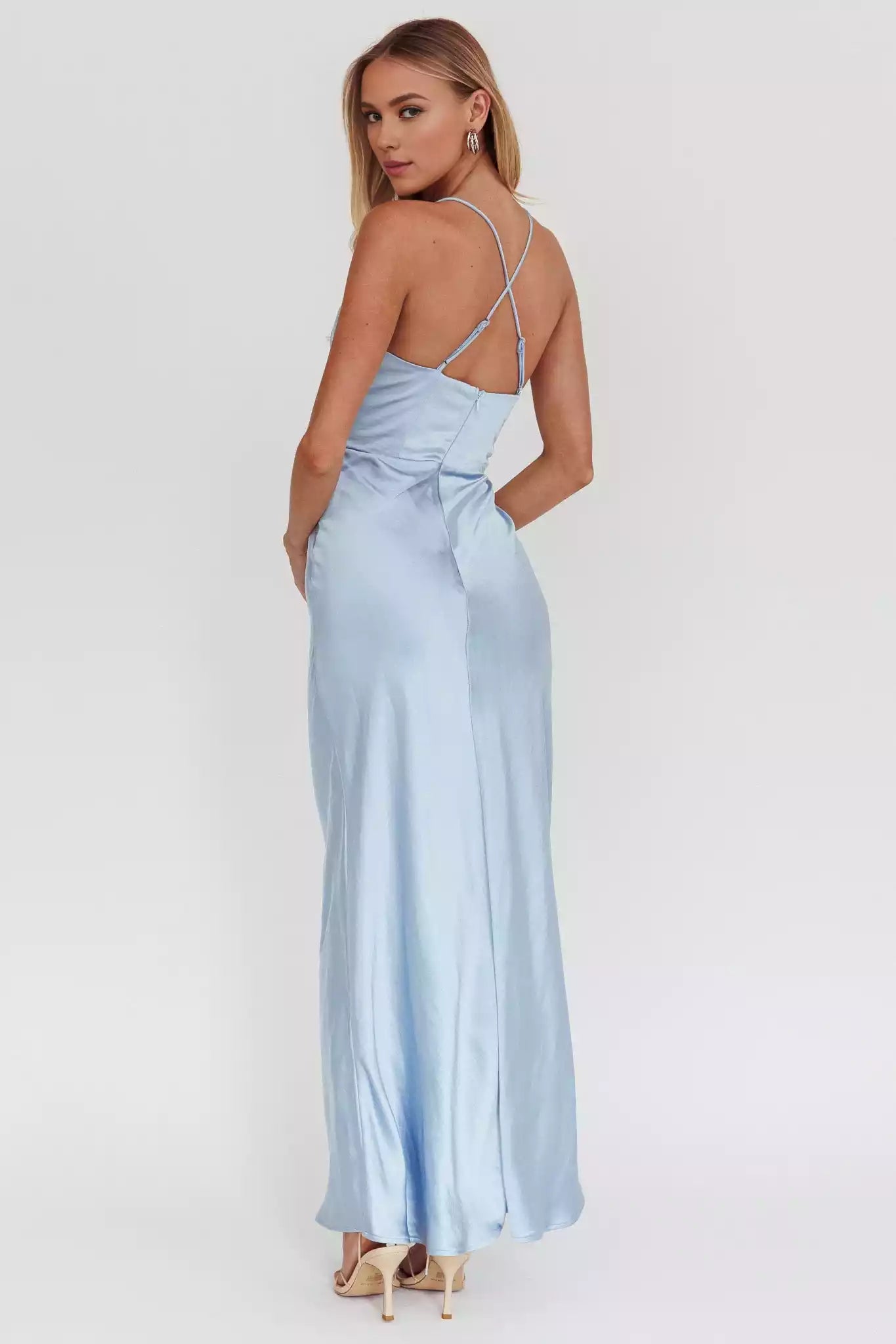 Unforgettable satin lace edge unlined adjustable cross shoulder straps with back zipper Prom Dresses