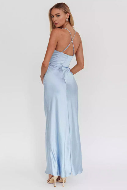Unforgettable satin lace edge unlined adjustable cross shoulder straps with back zipper Prom Dresses