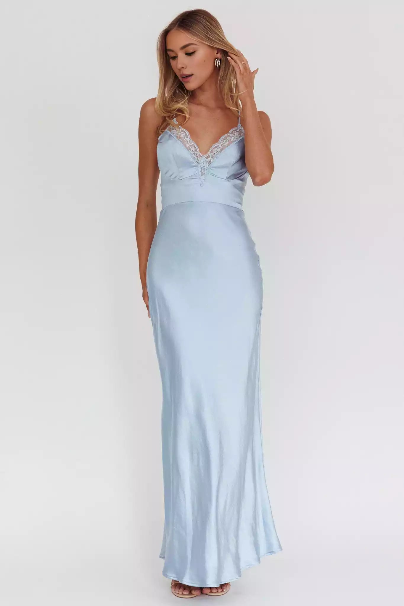 Unforgettable satin lace edge unlined adjustable cross shoulder straps with back zipper Prom Dresses