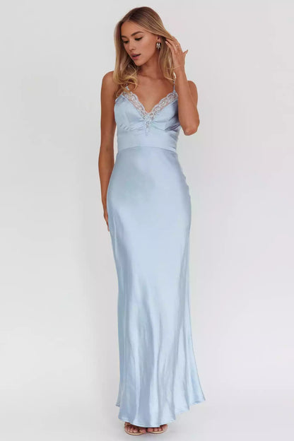 Unforgettable satin lace edge unlined adjustable cross shoulder straps with back zipper Prom Dresses