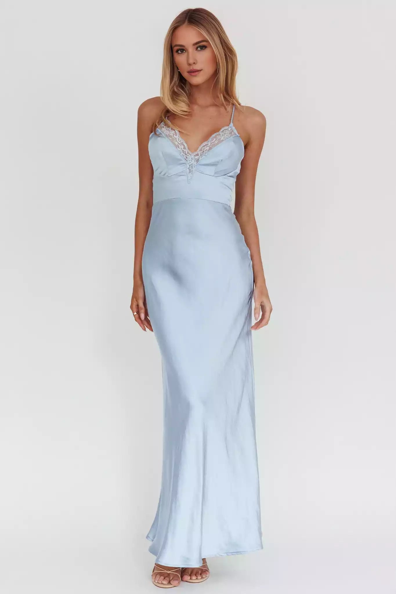 Unforgettable satin lace edge unlined adjustable cross shoulder straps with back zipper Prom Dresses