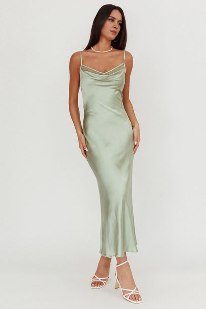 Unique satin extra long lace inlaid scarf collar, backless lace up bridesmaid dress