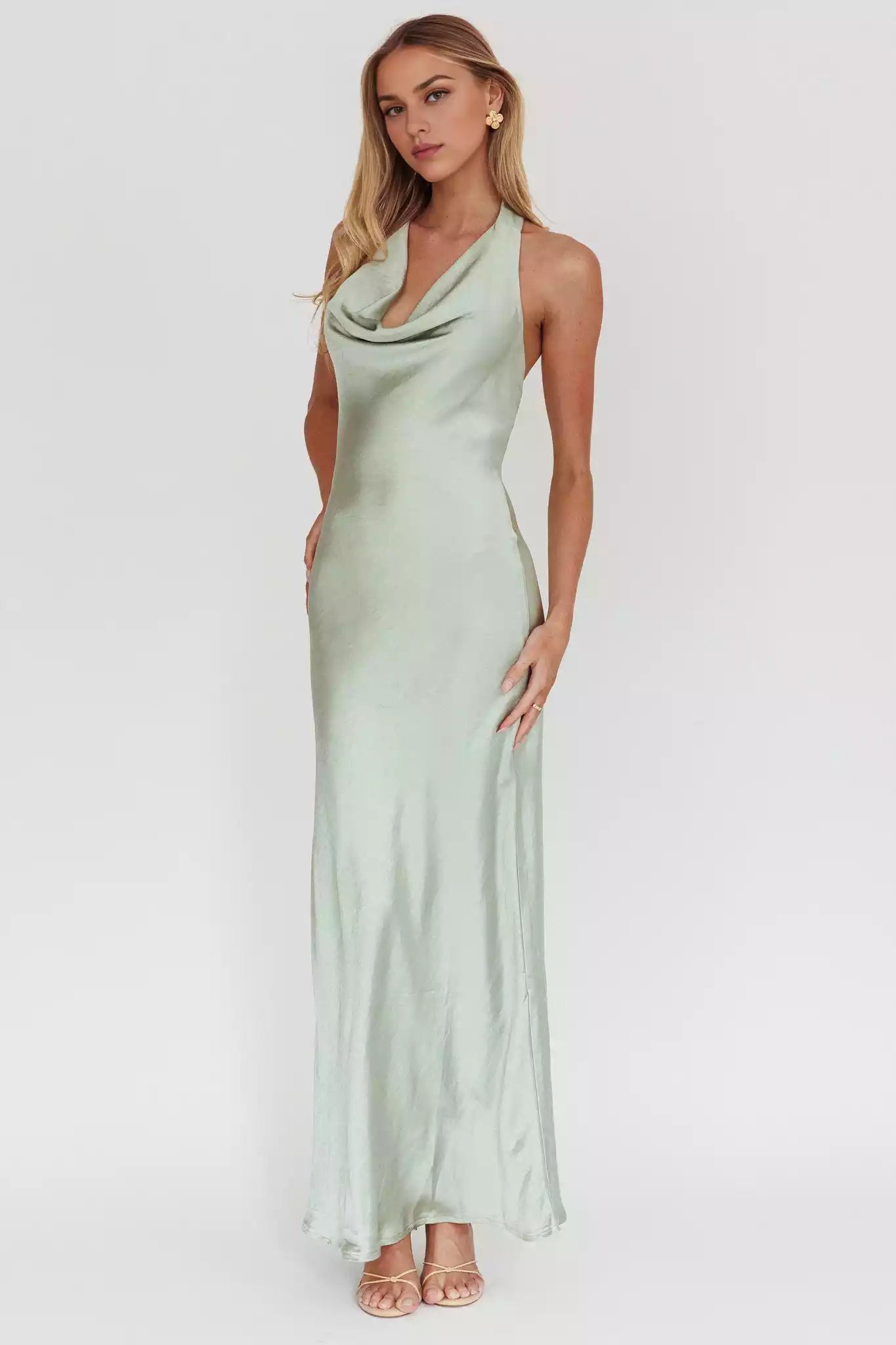 Unique scarf style collar with satin lining and no back zipper Bridesmaid Dresses