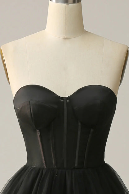 A-line Sweet Black Tassel Ball Party Formal Dress