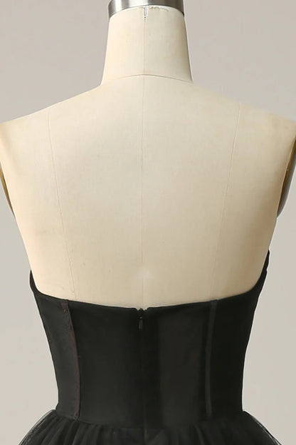 A-line Sweet Black Tassel Ball Party Formal Dress