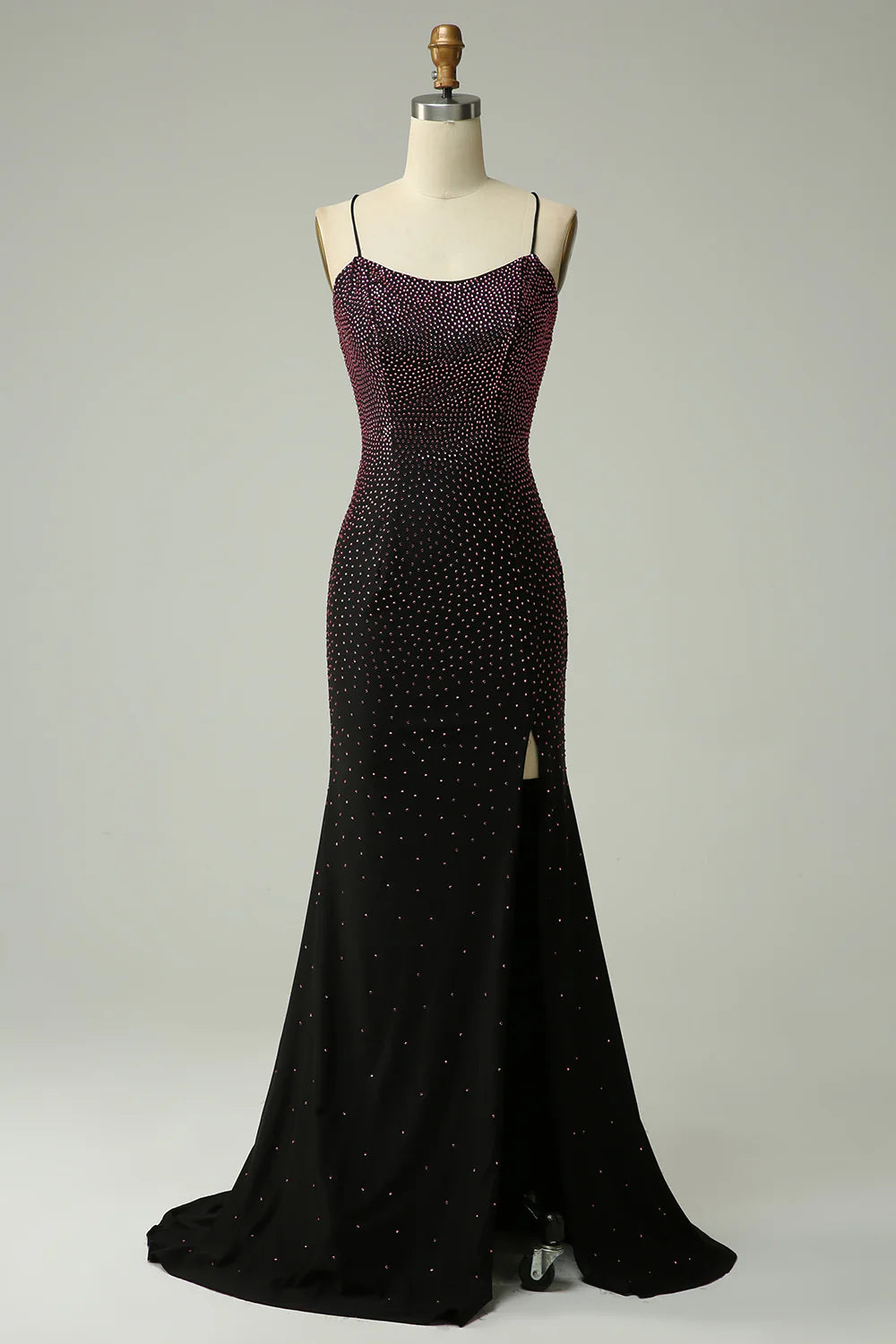 Deep purple spaghetti strap beautiful mermaid dance dress