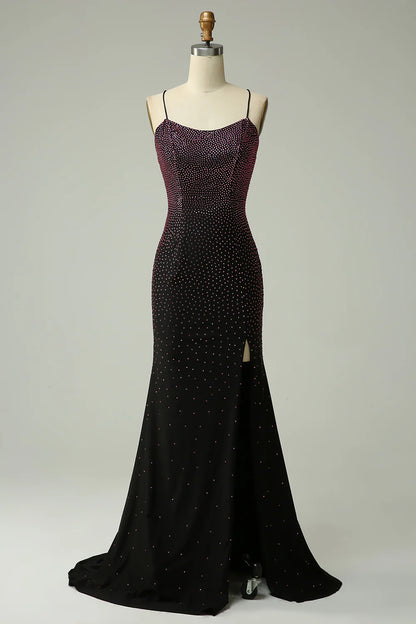 Deep purple spaghetti strap beautiful mermaid dance dress