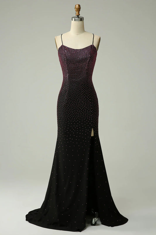 Deep purple spaghetti strap beautiful mermaid dance dress