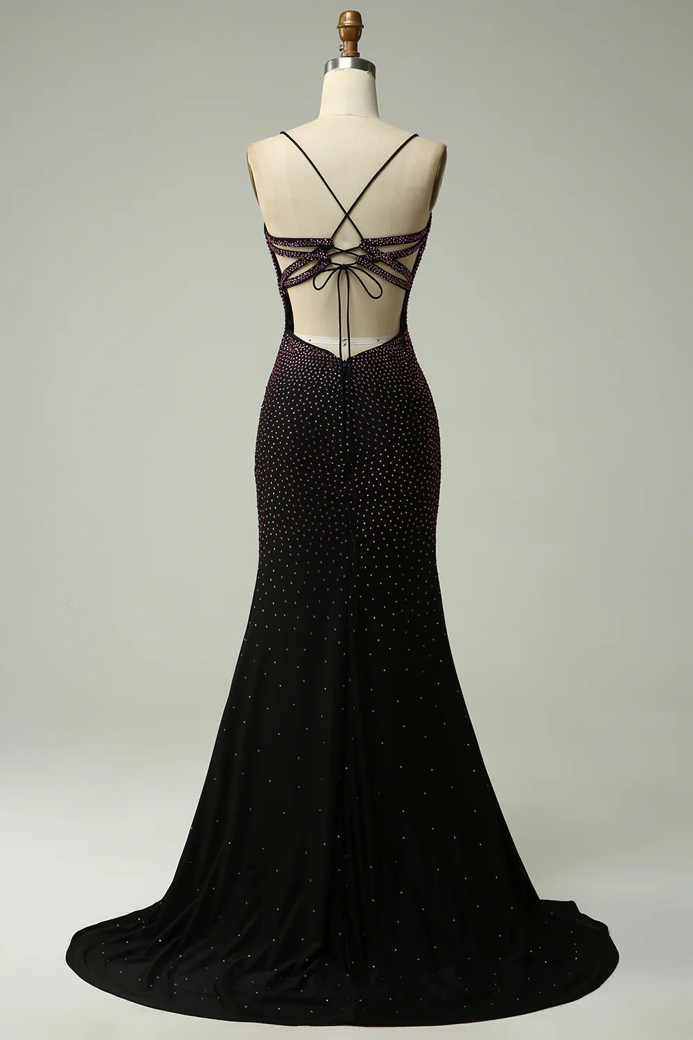 Deep purple spaghetti strap beautiful mermaid dance dress