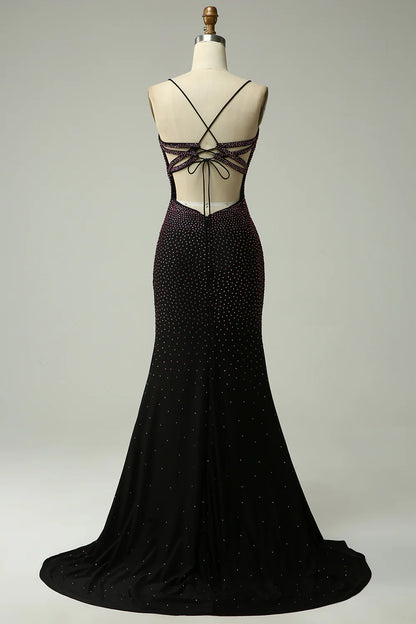 Deep purple spaghetti strap beautiful mermaid dance dress