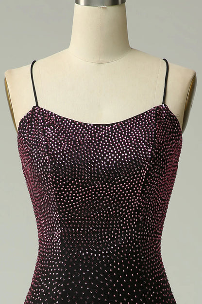 Deep purple spaghetti strap beautiful mermaid dance dress