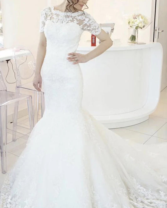 Lace Mermaid Wedding Dresses With Sleeves