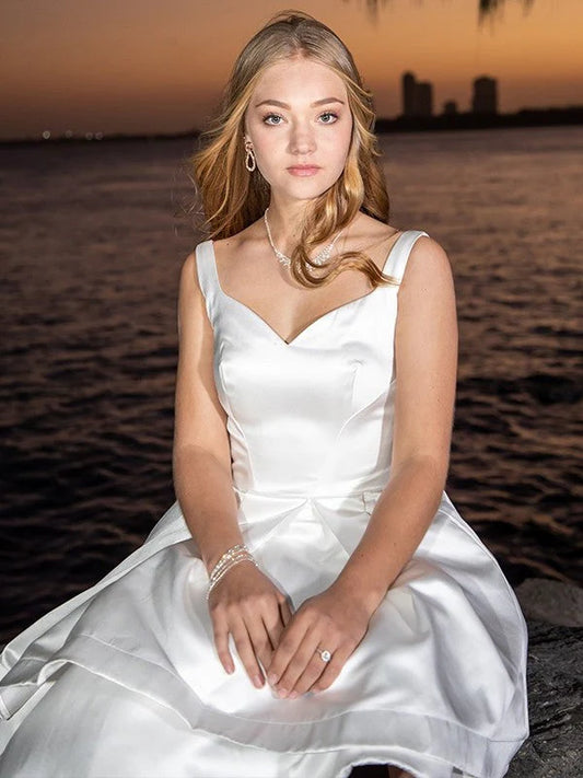 White Sweetheart Satin Short Homecoming Dress Cocktail Party Dress