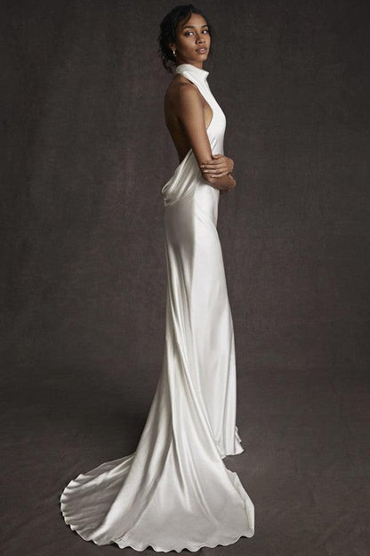 Backless High Neck Mermaid Wedding Dress