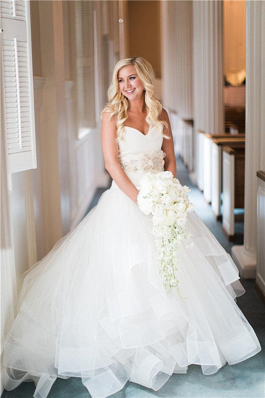 Wedding Dresses Sweetheart Bridal Gowns with Beads Flowers