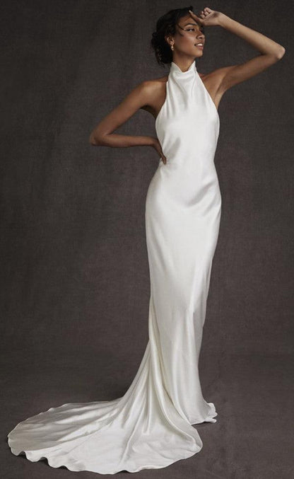 Backless High Neck Mermaid Wedding Dress