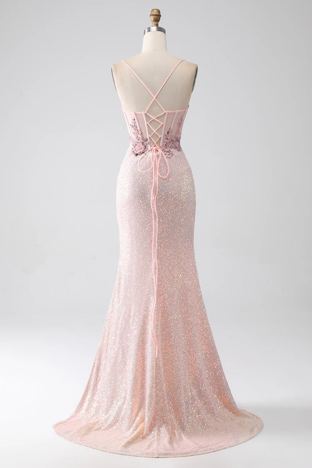 Sparkling pink beaded mermaid dance party cocktail dress