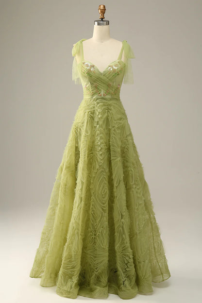 Light green elegant A-line embroidered dance party dress