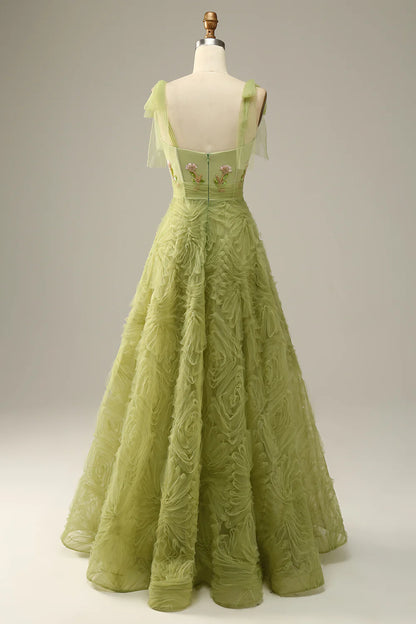 Light green elegant A-line embroidered dance party dress