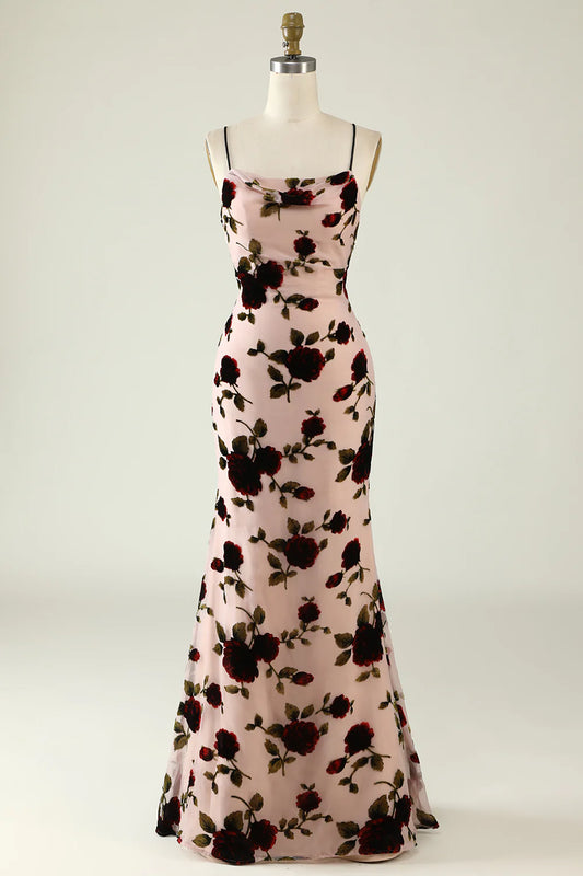 Italian Noodle Sexy Strap Flower Bridesmaid Dress Back Lace