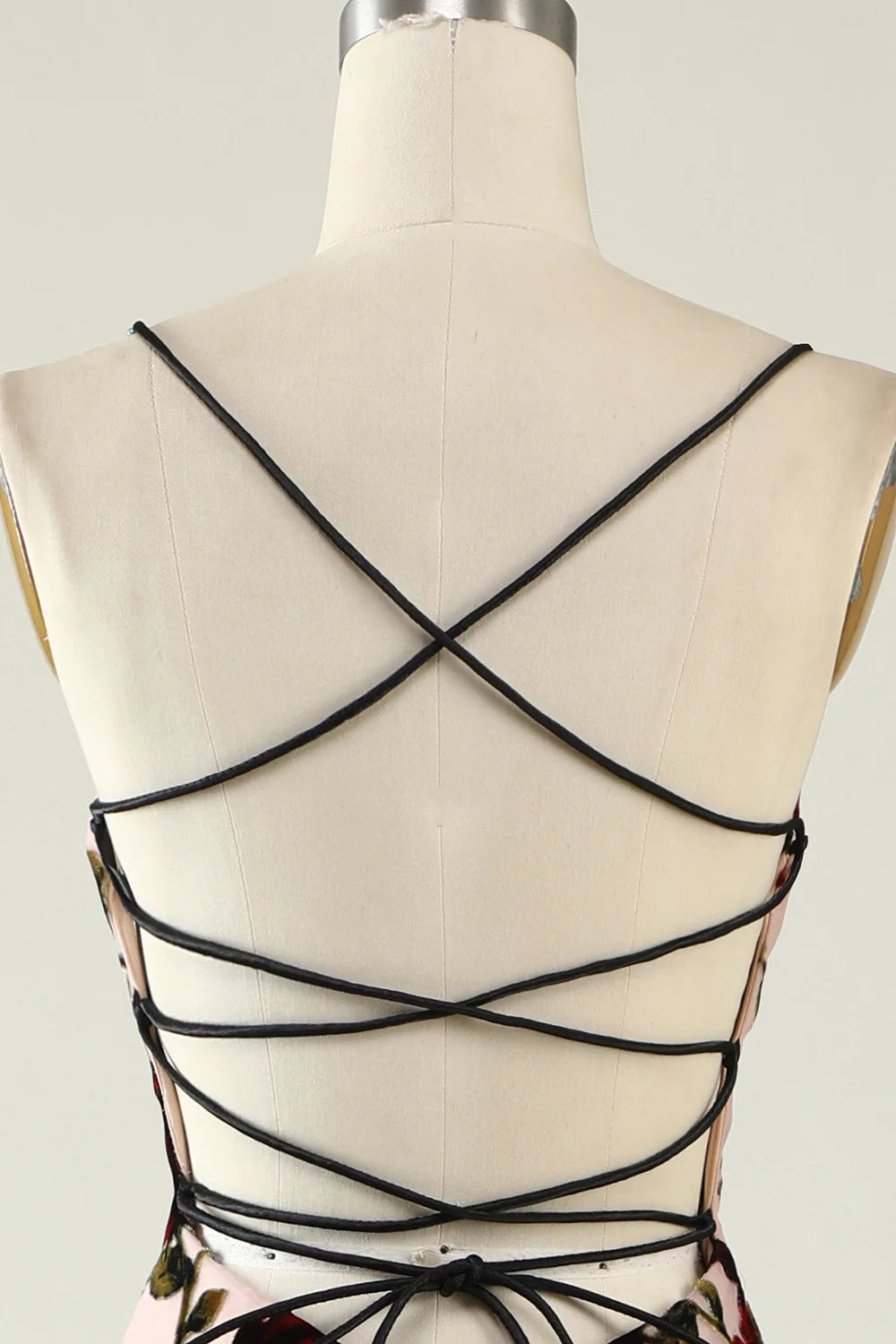 Italian Noodle Sexy Strap Flower Bridesmaid Dress Back Lace