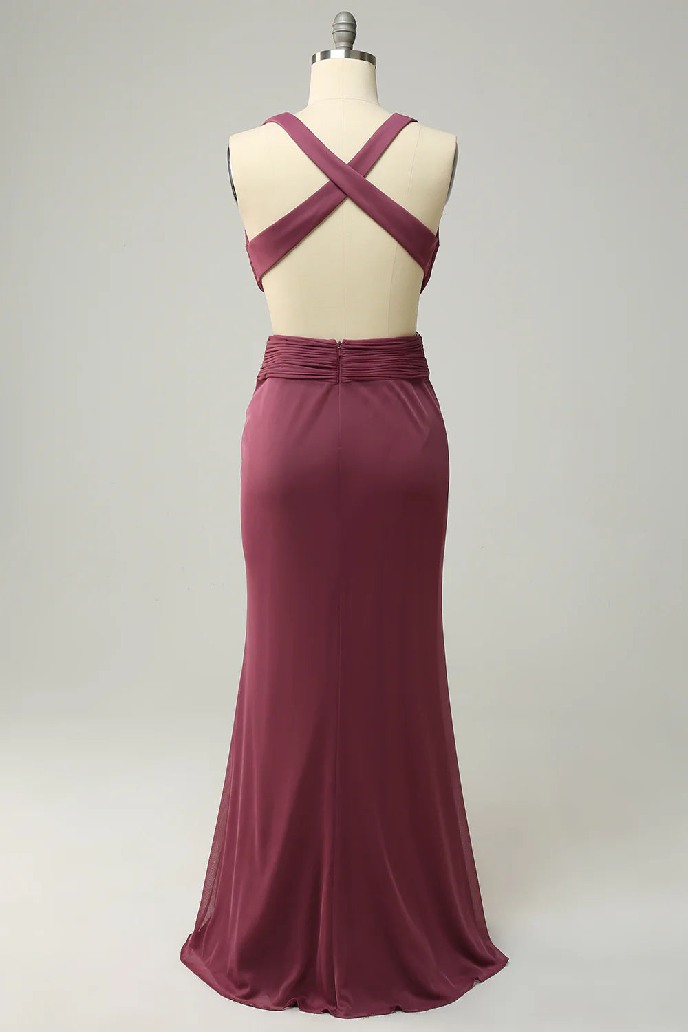 Sexy Deep V-neck Desert Rose Long Plus Size Split Slim Fit Dress