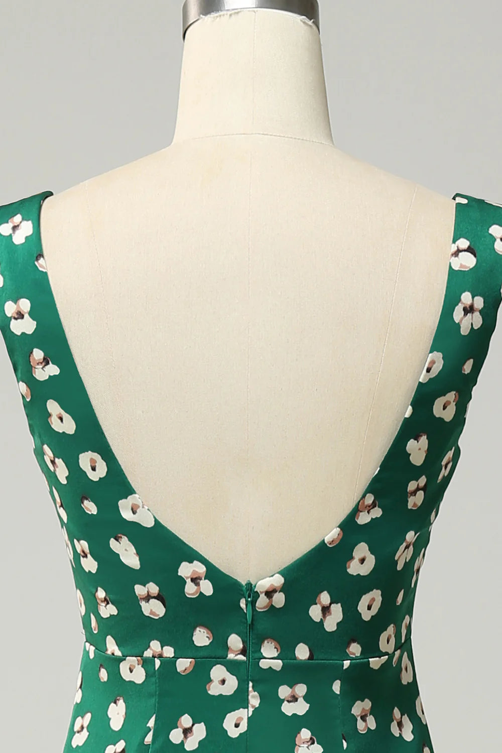 Sweet slim fit V-neck green slit ball party dress