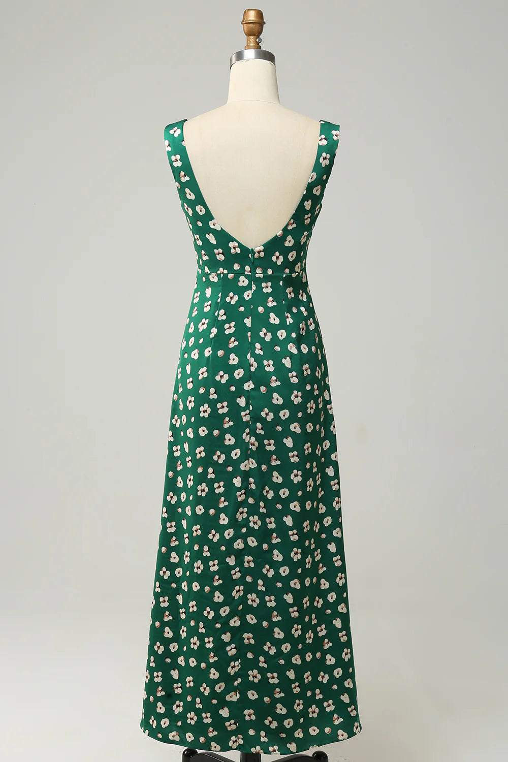 Sweet slim fit V-neck green slit ball party dress