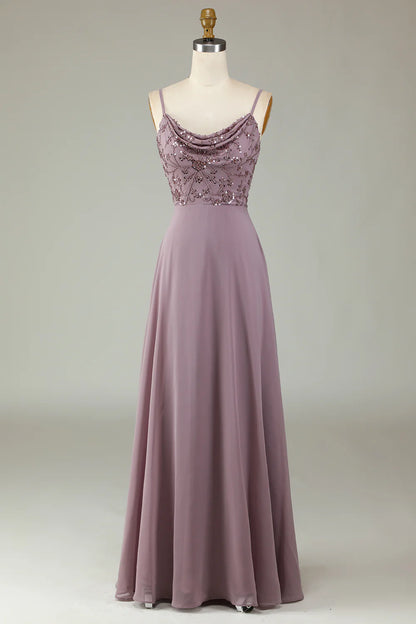 Italian Noodle Sexy Elegant Strap Beaded Bridesmaid Dress