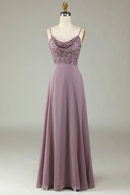 Italian Noodle Sexy Elegant Strap Beaded Bridesmaid Dress