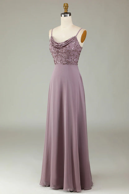 Italian Noodle Sexy Elegant Strap Beaded Bridesmaid Dress