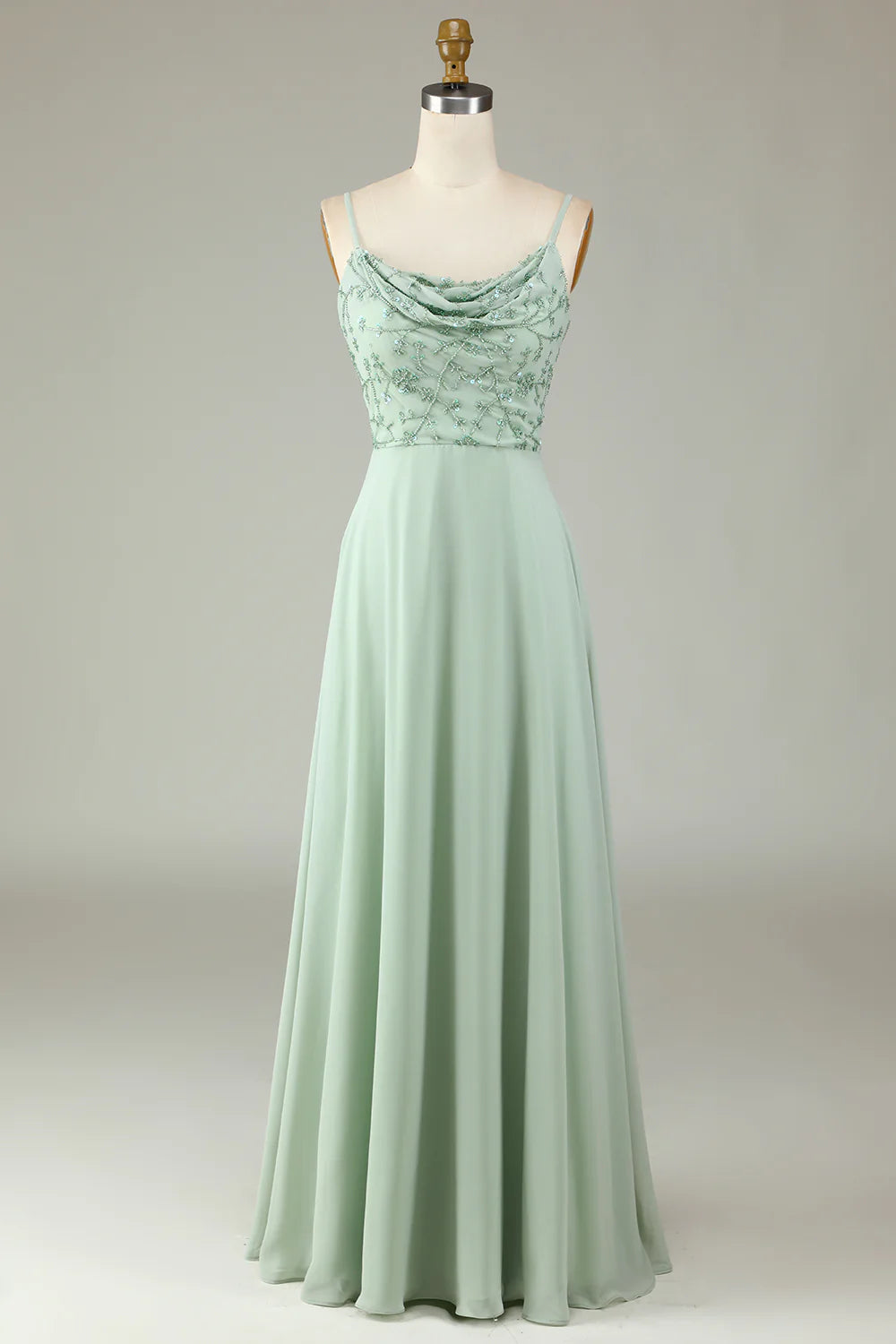 Italian Noodle Sexy Elegant Strap Beaded Bridesmaid Dress