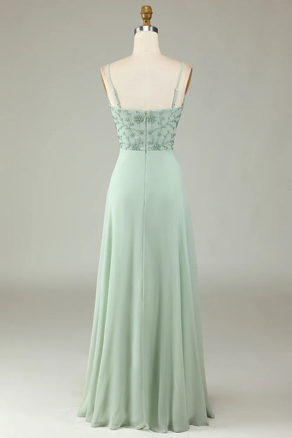 Italian Noodle Sexy Elegant Strap Beaded Bridesmaid Dress