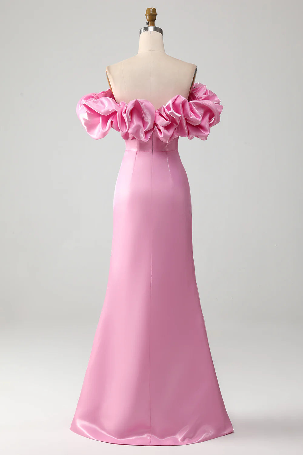 Mermaid Elegant and Sexy Off Shoulder Pink Ball Dress with Split Front