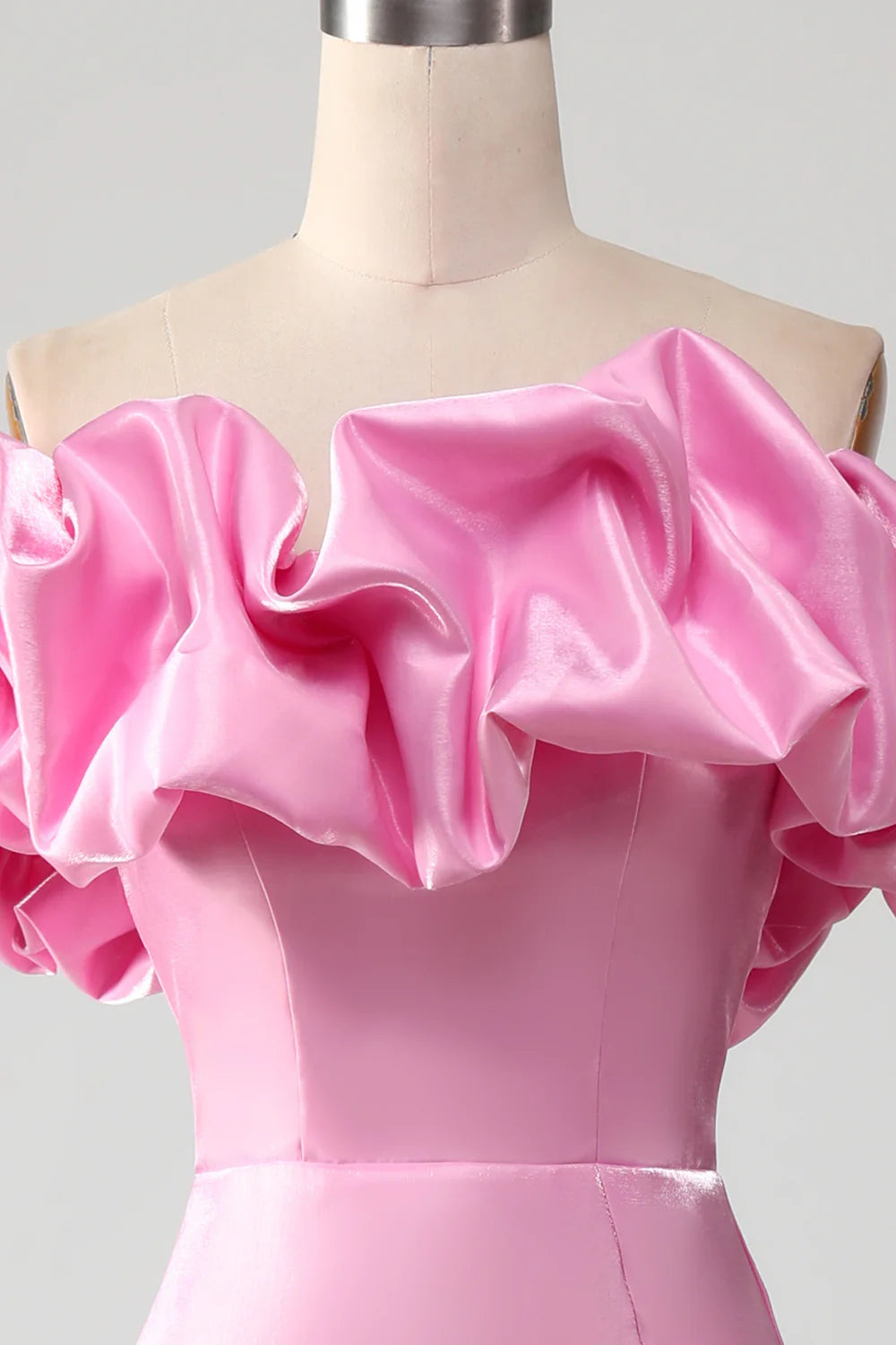 Mermaid Elegant and Sexy Off Shoulder Pink Ball Dress with Split Front