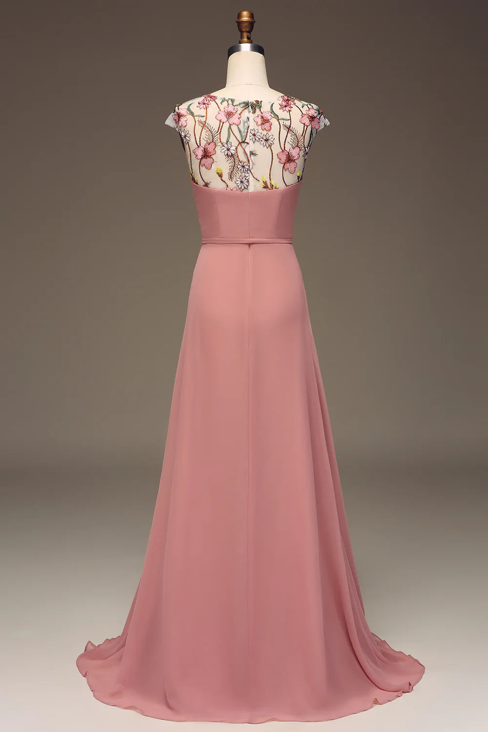 A-line sexy slim fit chiffon embroidered Maxi bridesmaid costume
