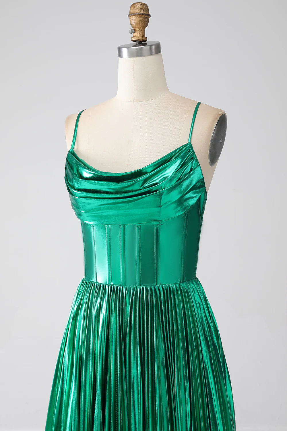 A-line dark green sexy tight fitting corset with slit ball dress