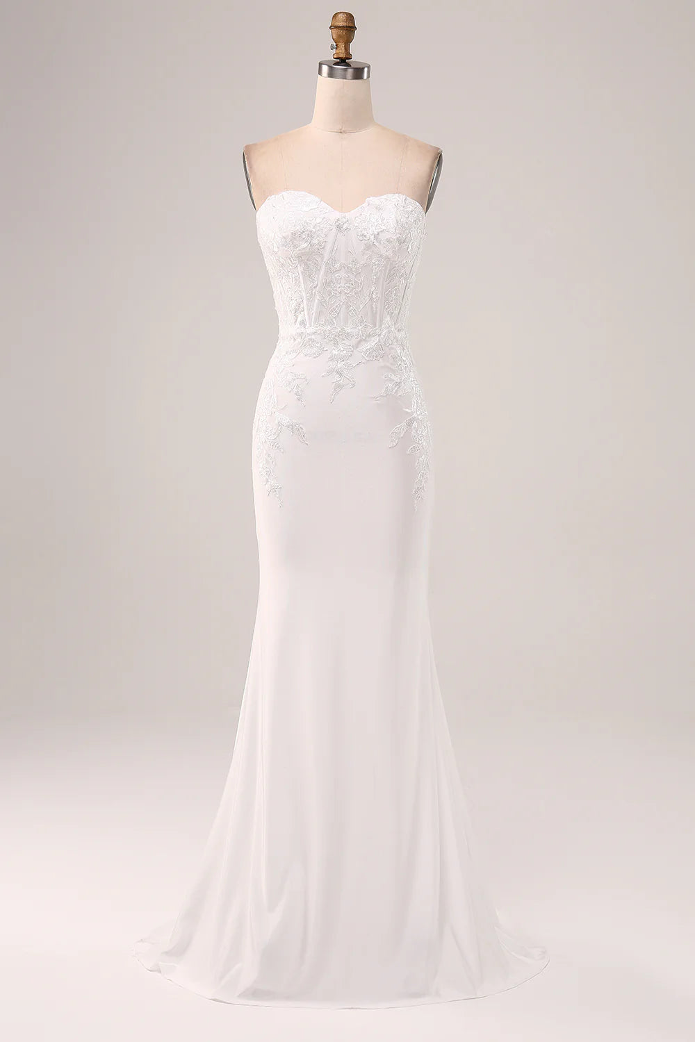 Ivory sexy and elegant strapless mermaid wedding dress