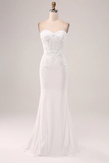 Ivory sexy and elegant strapless mermaid wedding dress