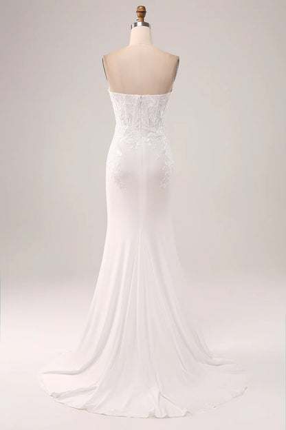 Ivory sexy and elegant strapless mermaid wedding dress