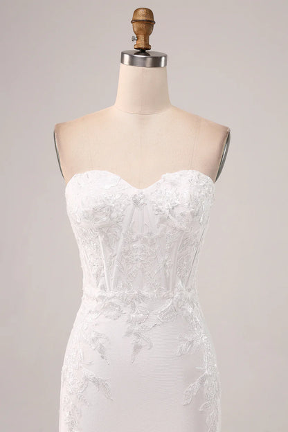 Ivory sexy and elegant strapless mermaid wedding dress