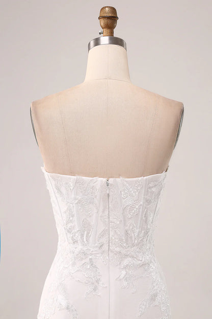 Ivory sexy and elegant strapless mermaid wedding dress