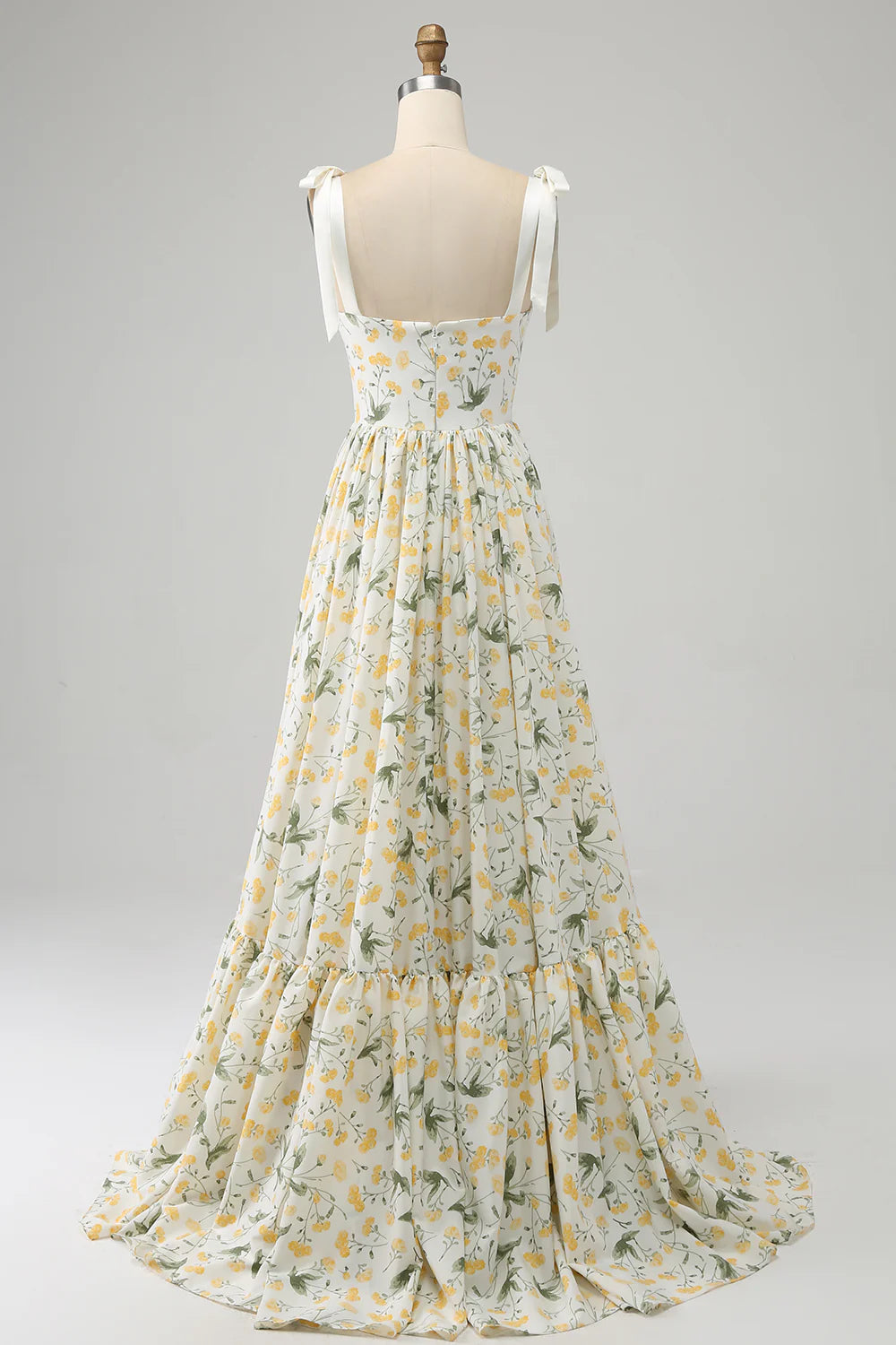 Elegant Ivory A-line Flower Long Dance Party Evening Dress