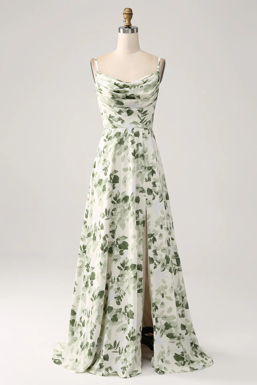 Sexy Naked Neck Green Flower A-line Split Ball Dress