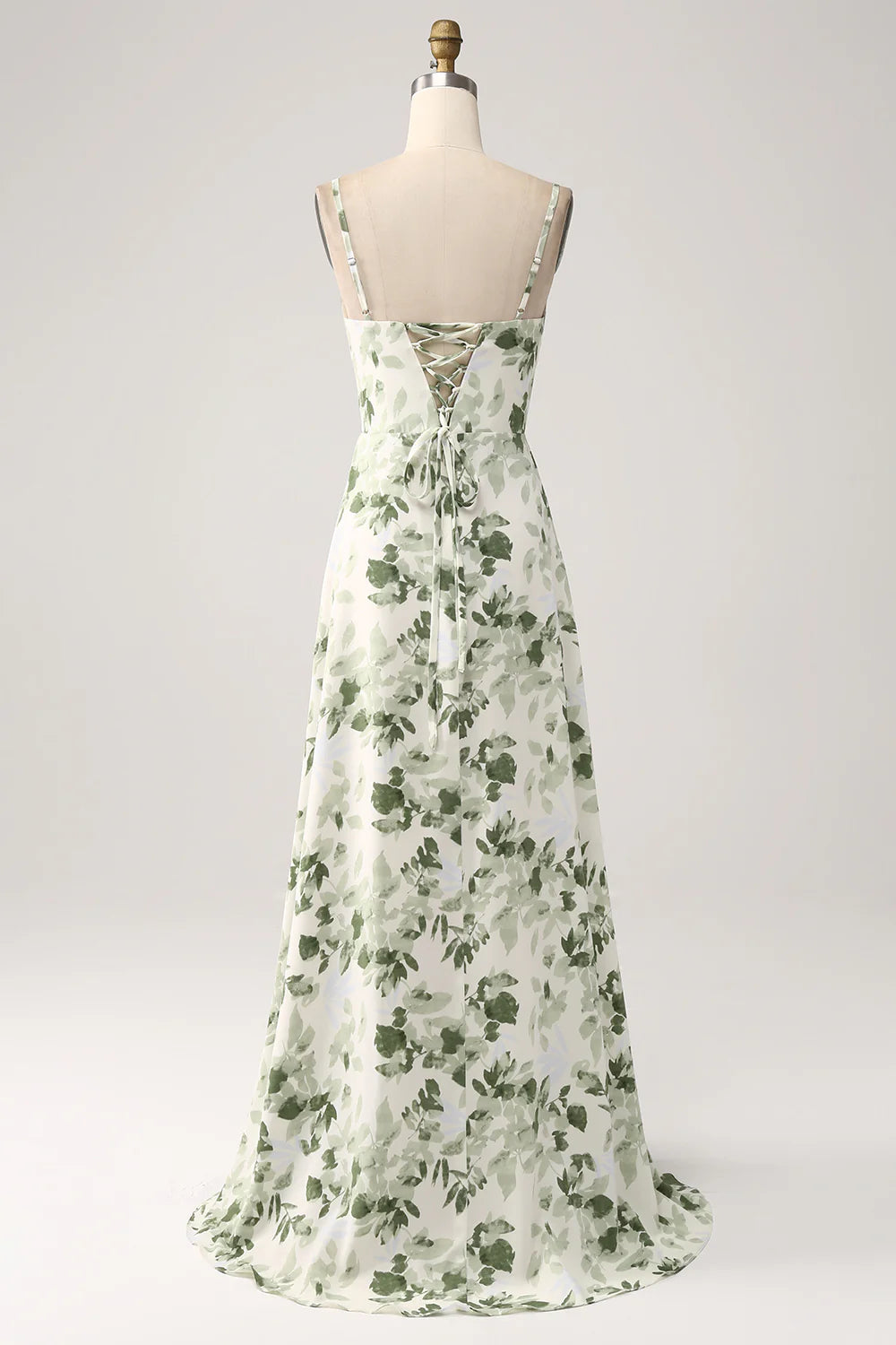 Sexy Naked Neck Green Flower A-line Split Ball Dress