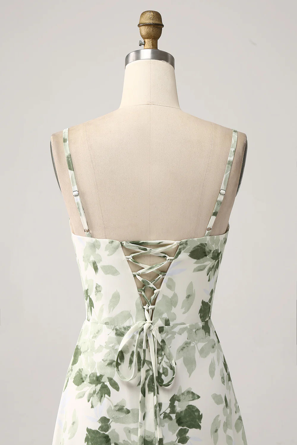 Sexy Naked Neck Green Flower A-line Split Ball Dress