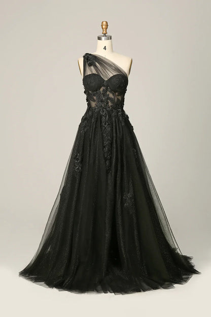 Elegant and sexy one shoulder purple long ball dress