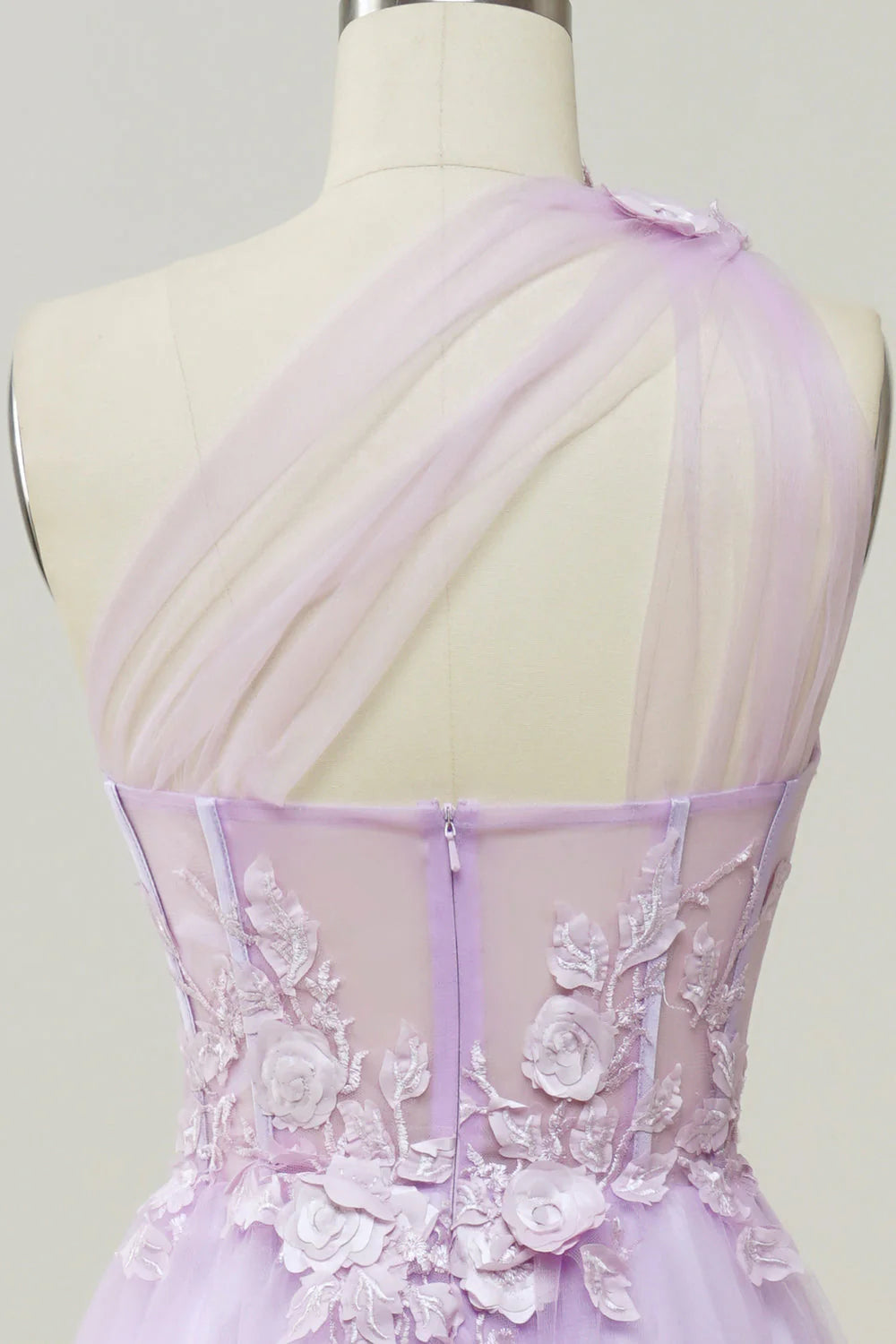 Elegant and sexy one shoulder purple long ball dress