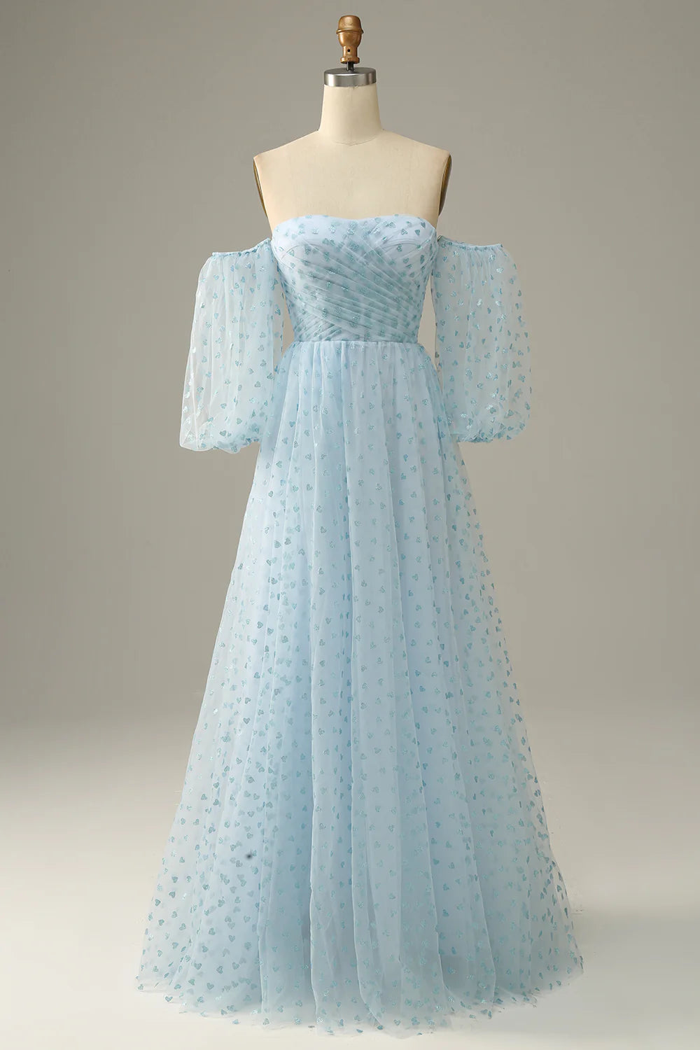 Elegant Sky Blue Sexy Off Shoulder Ball Dress