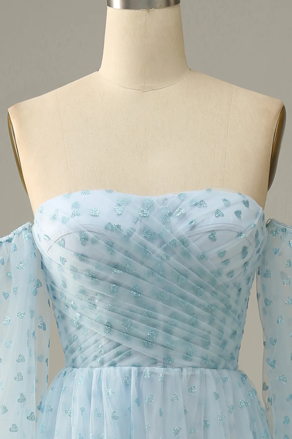 Elegant Sky Blue Sexy Off Shoulder Ball Dress